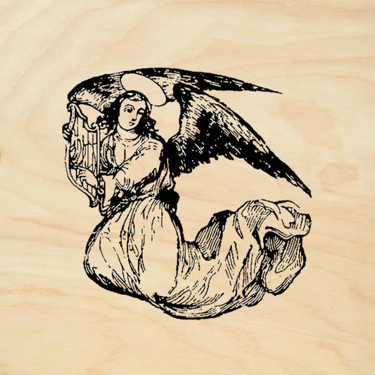 StampaFe Angel w Lute Vintage Rubber Art Stamp