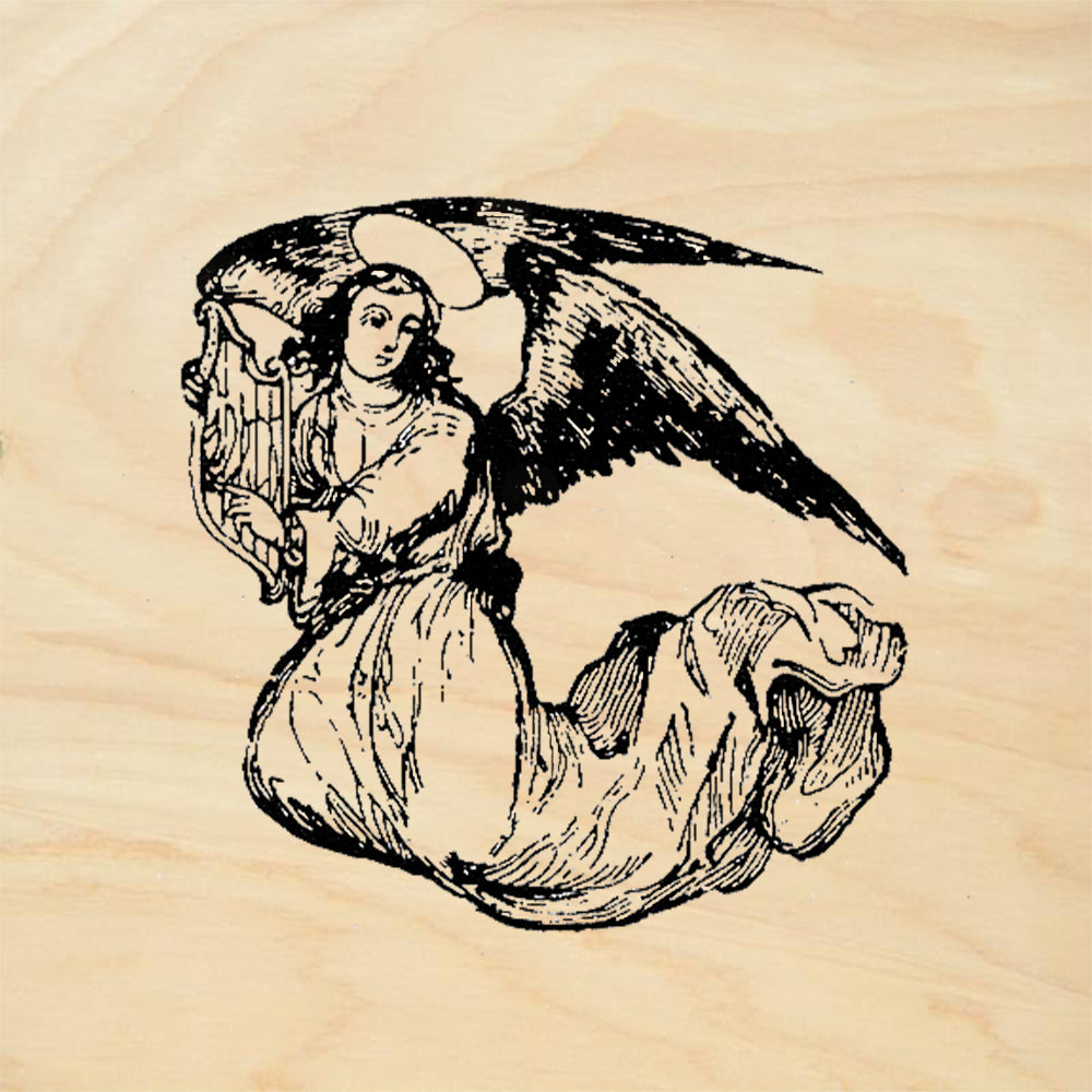 StampaFe Angel w Lute Vintage Rubber Art Stamp
