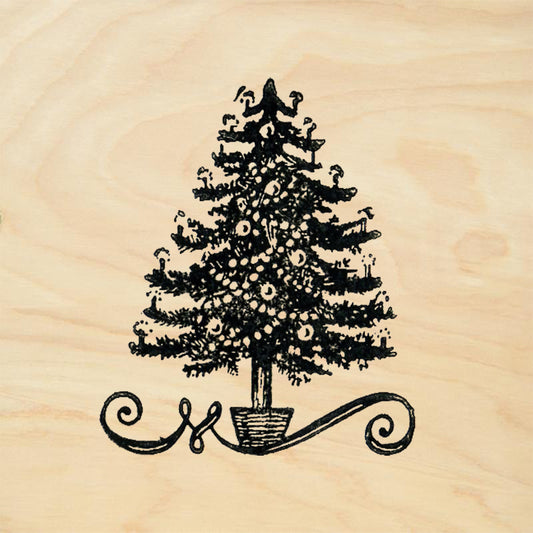 StampaFe Christmas Tree with Flourish Holiday Rubber Art Stamp