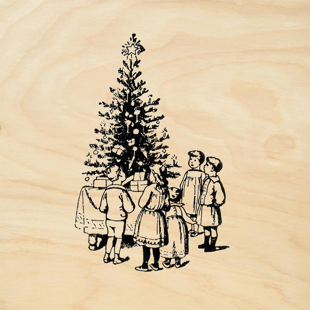 StampaFe Christmas Tree and Children Holiday Rubber Art Stamp