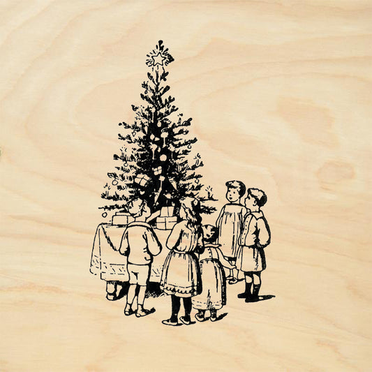 StampaFe Christmas Tree and Children Holiday Rubber Art Stamp