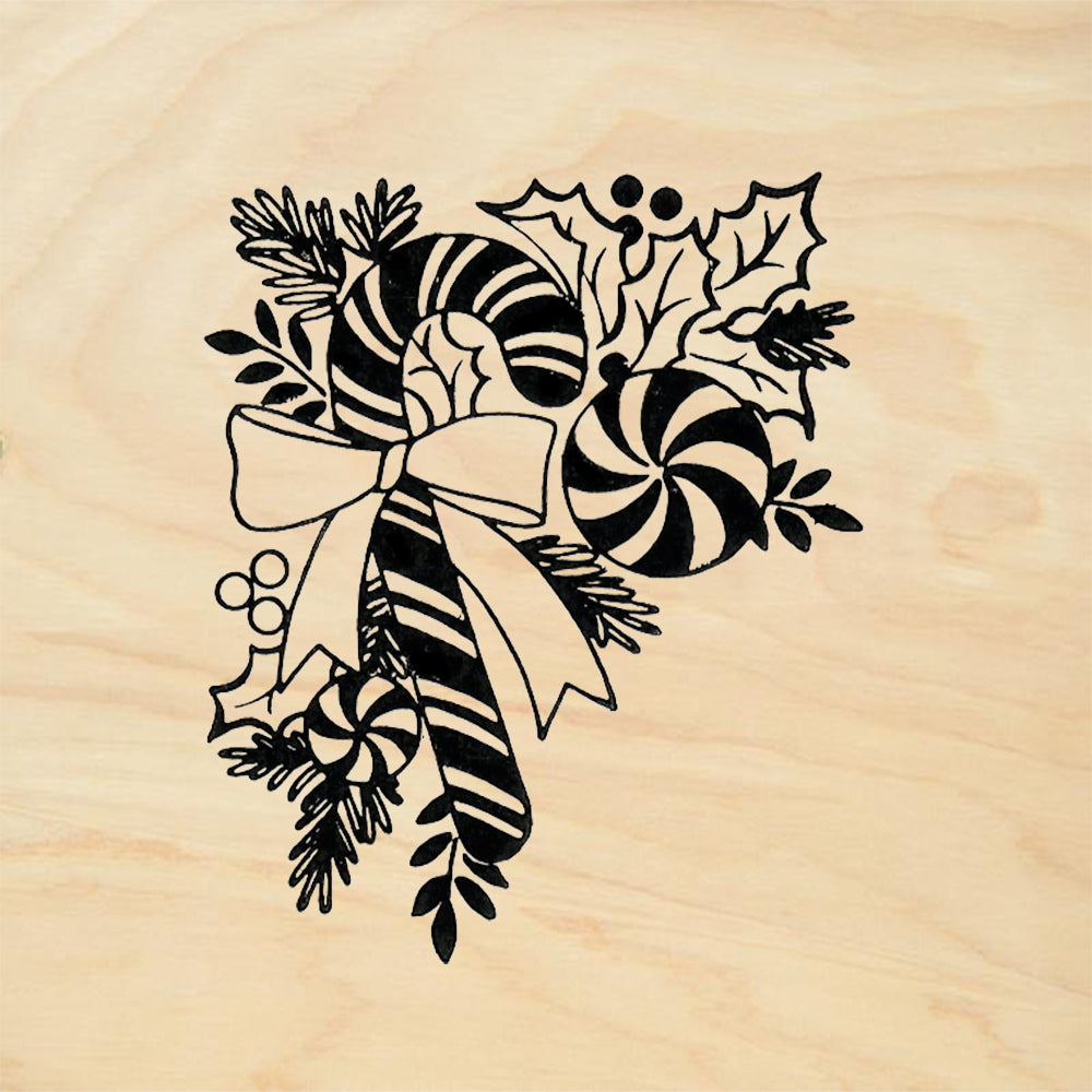 StampaFe Candy Cane Corner Left Christmas Rubber Art Stamp