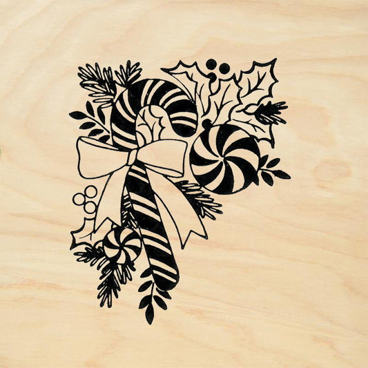 StampaFe Candy Cane Corner Left Christmas Rubber Art Stamp