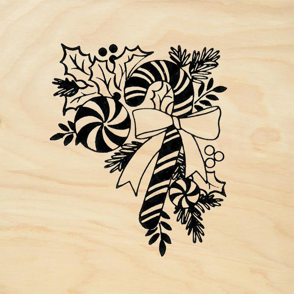 StampaFe Candy Cane Corner Right Christmas Rubber Art Stamp