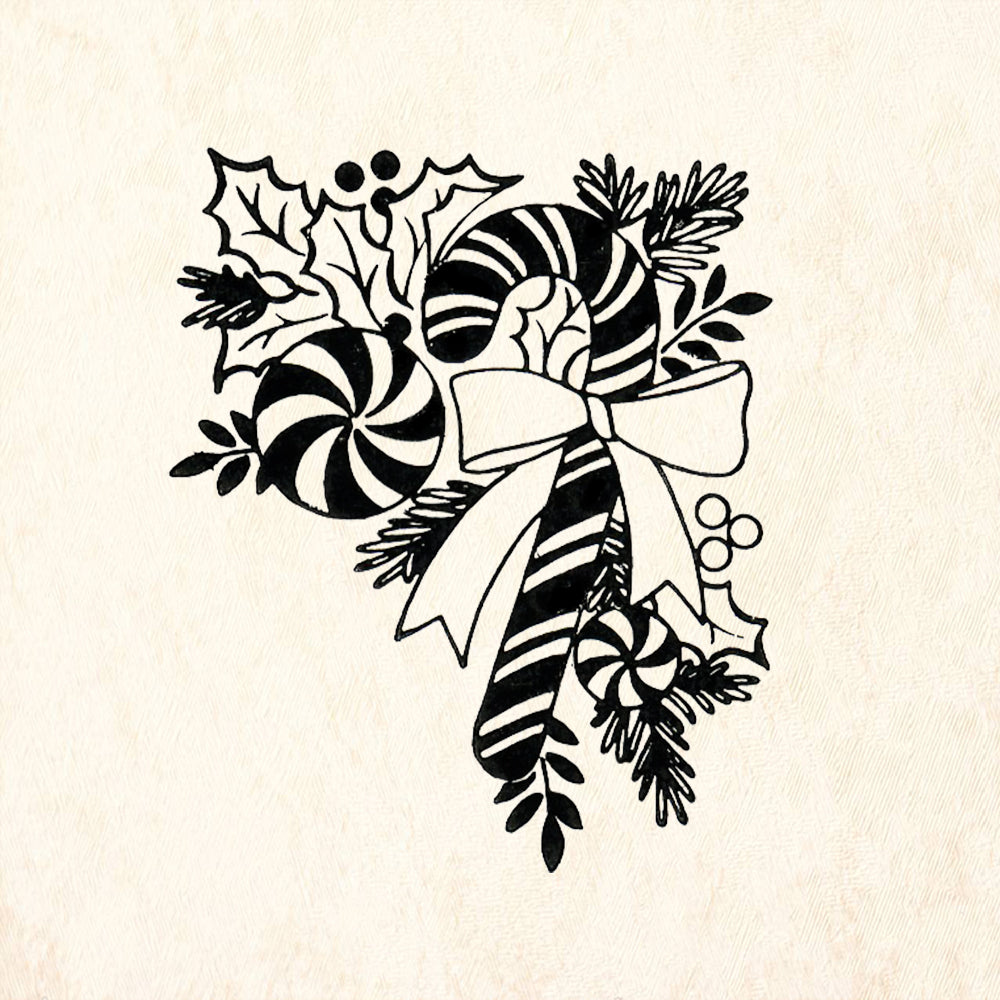 StampaFe Candy Cane Corner Right Christmas Rubber Art Stamp