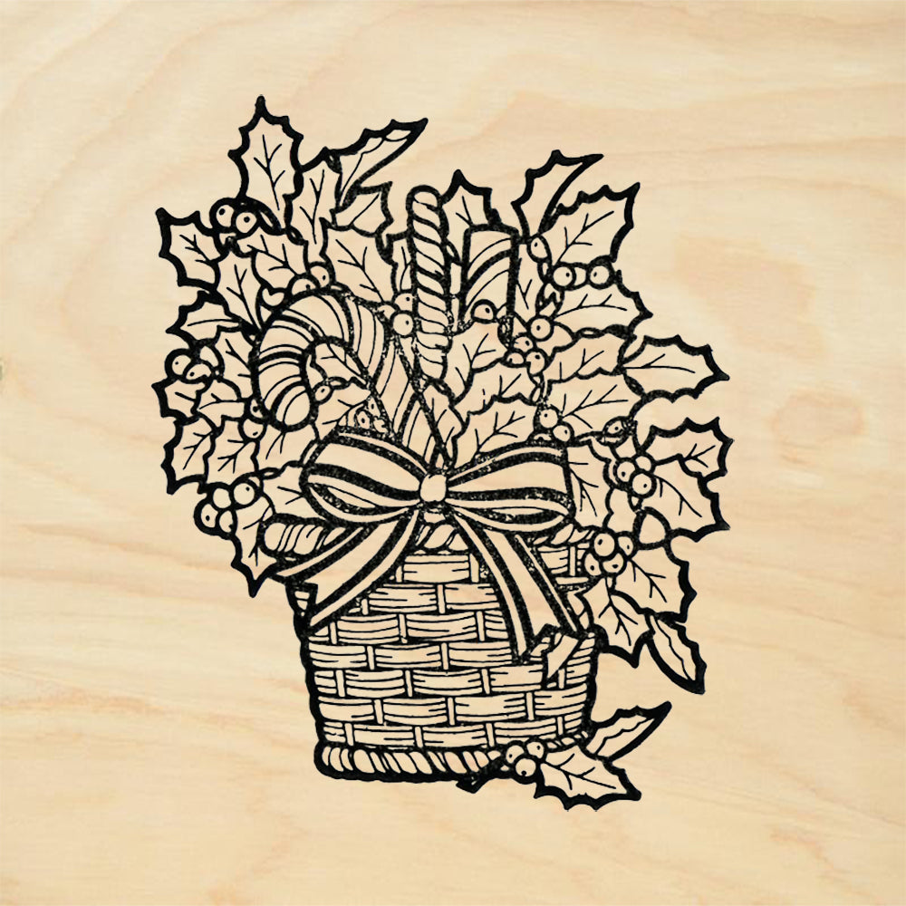 StampaFe Holiday Basket Christmas Rubber Art Stamp