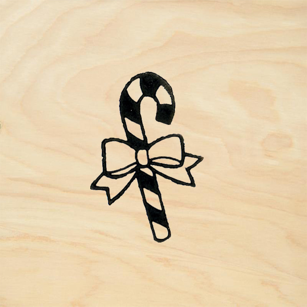 StampaFe Candy Cane w Bow Christmas Rubber Art Stamp
