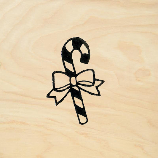 StampaFe Candy Cane w Bow Christmas Rubber Art Stamp
