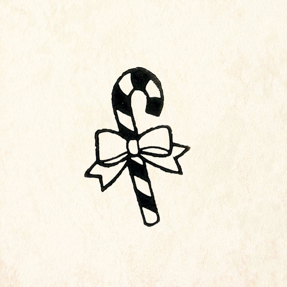 StampaFe Candy Cane w Bow Christmas Rubber Art Stamp