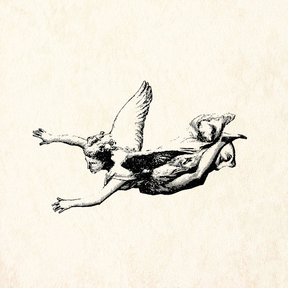 StampaFe Swooping Angel Left Vintage Rubber Art Stamp