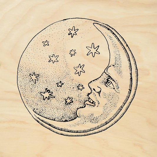 StampaFe Crescent Moon Celestial Rubber Art Stamp