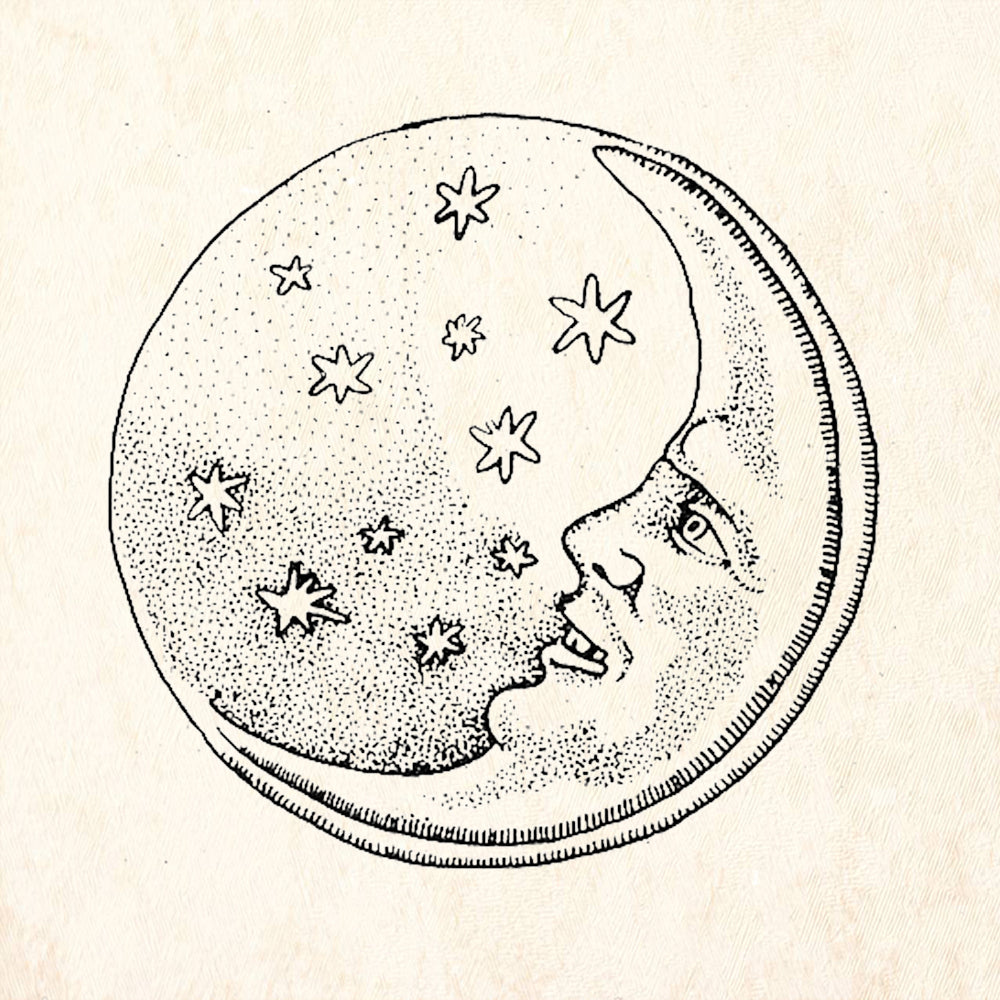 StampaFe Crescent Moon Celestial Rubber Art Stamp