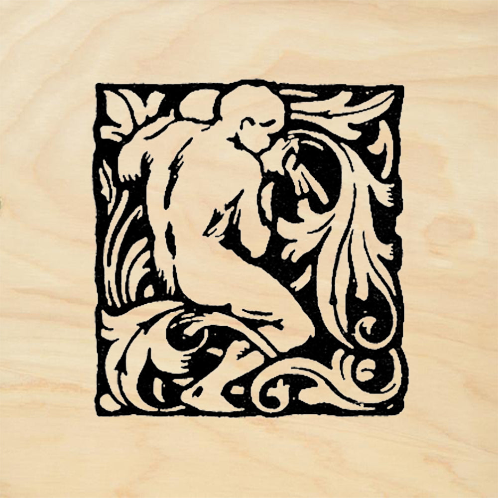 StampaFe Art Nouveau Tile Right Figure Foliage Rubber Art Stamp