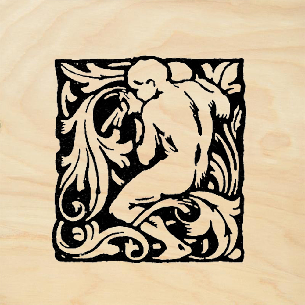 StampaFe Art Nouveau Tile Left Figure Foliage Rubber Art Stamp