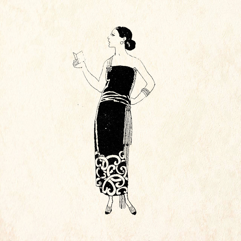 StampaFe Sophia 1920s Fashion Figure Ornate Dress Rubber Art Stamp