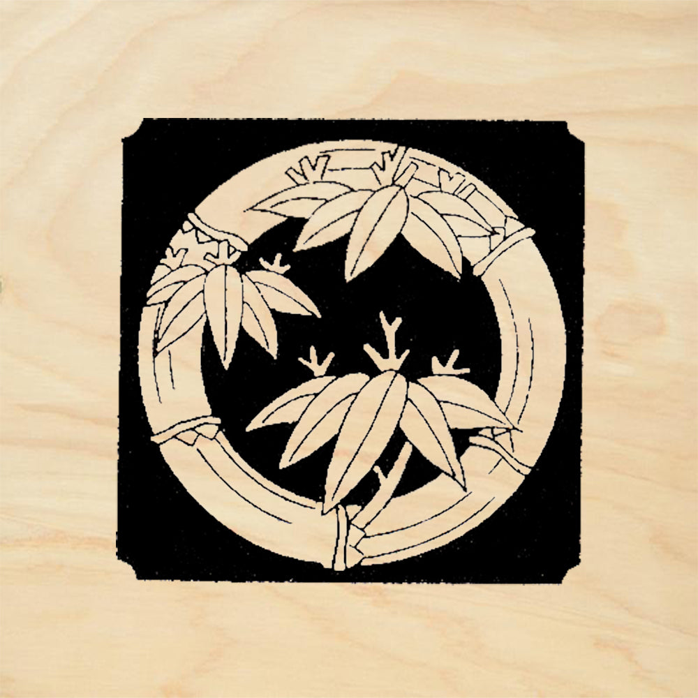 StampaFe Bamboo Square Japanese Mon Bamboo Circle Rubber Art Stamp