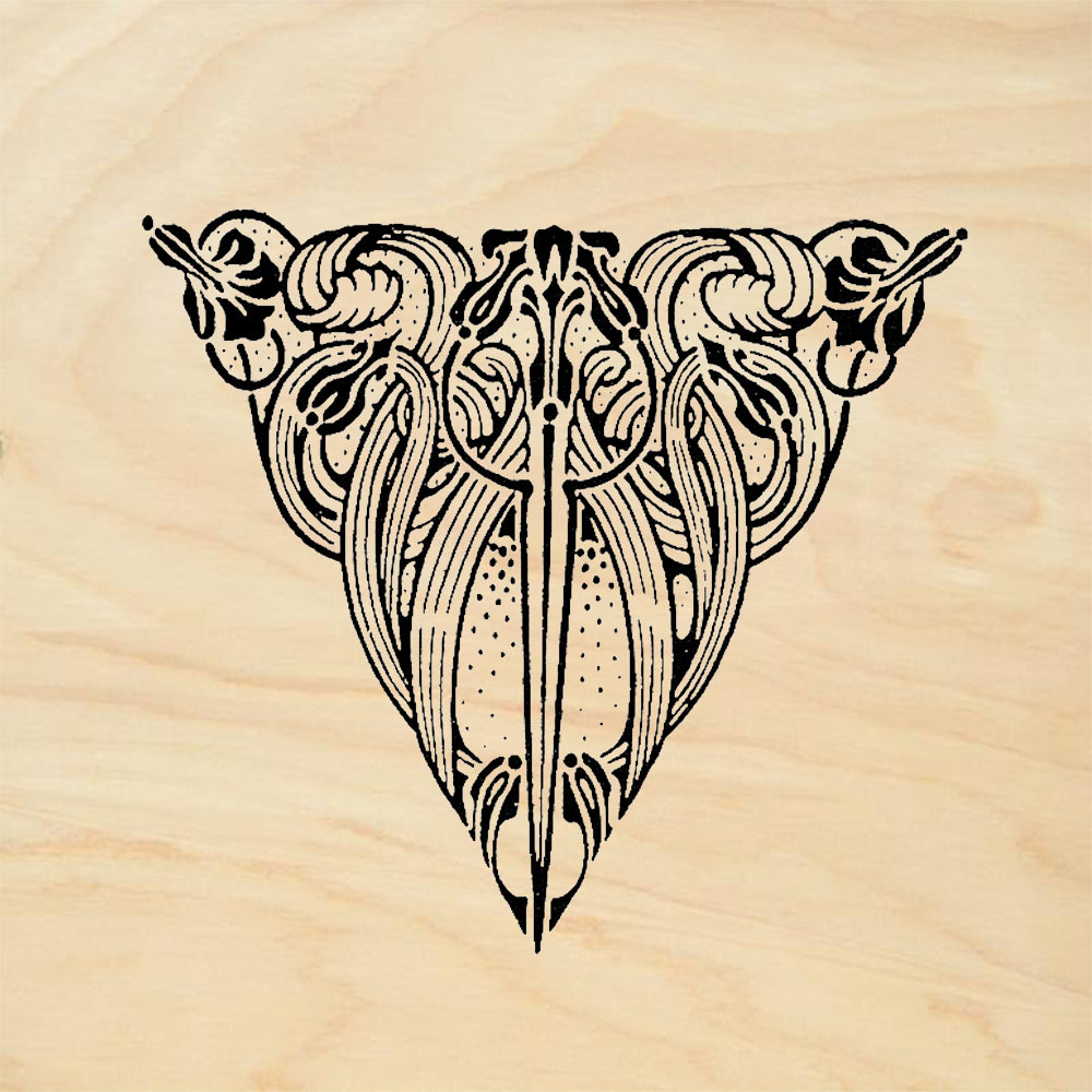 StampaFe Art Nouveau Triangle Ornament Sword Scrollwork Rubber Art Stamp