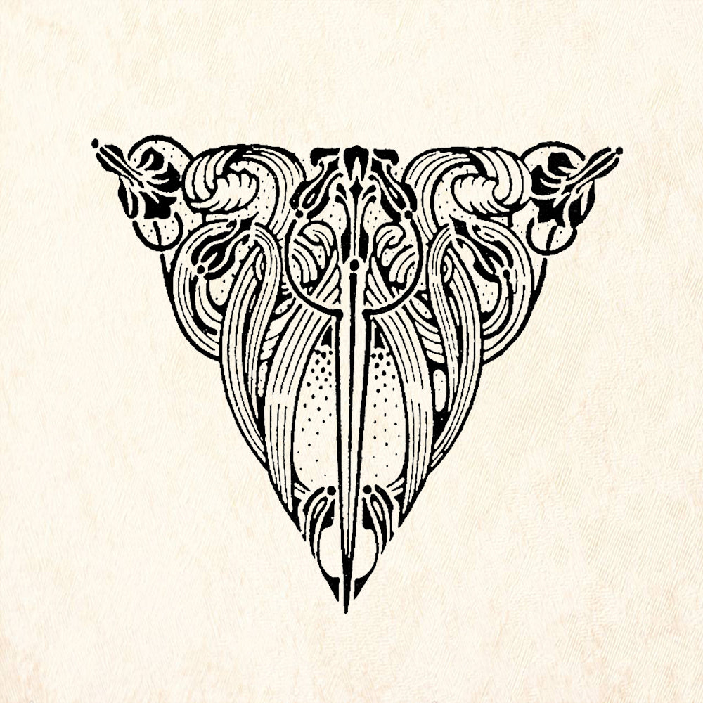 StampaFe Art Nouveau Triangle Sword Scrollwork Rubber Art Stamp