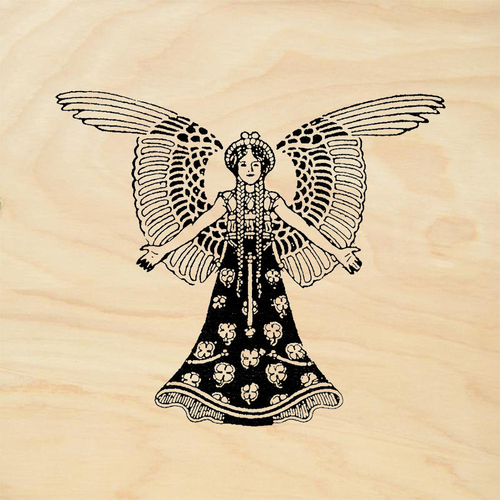 StampaFe Art Nouveau Angel Frontal Wings Ornate Rubber Art Stamp