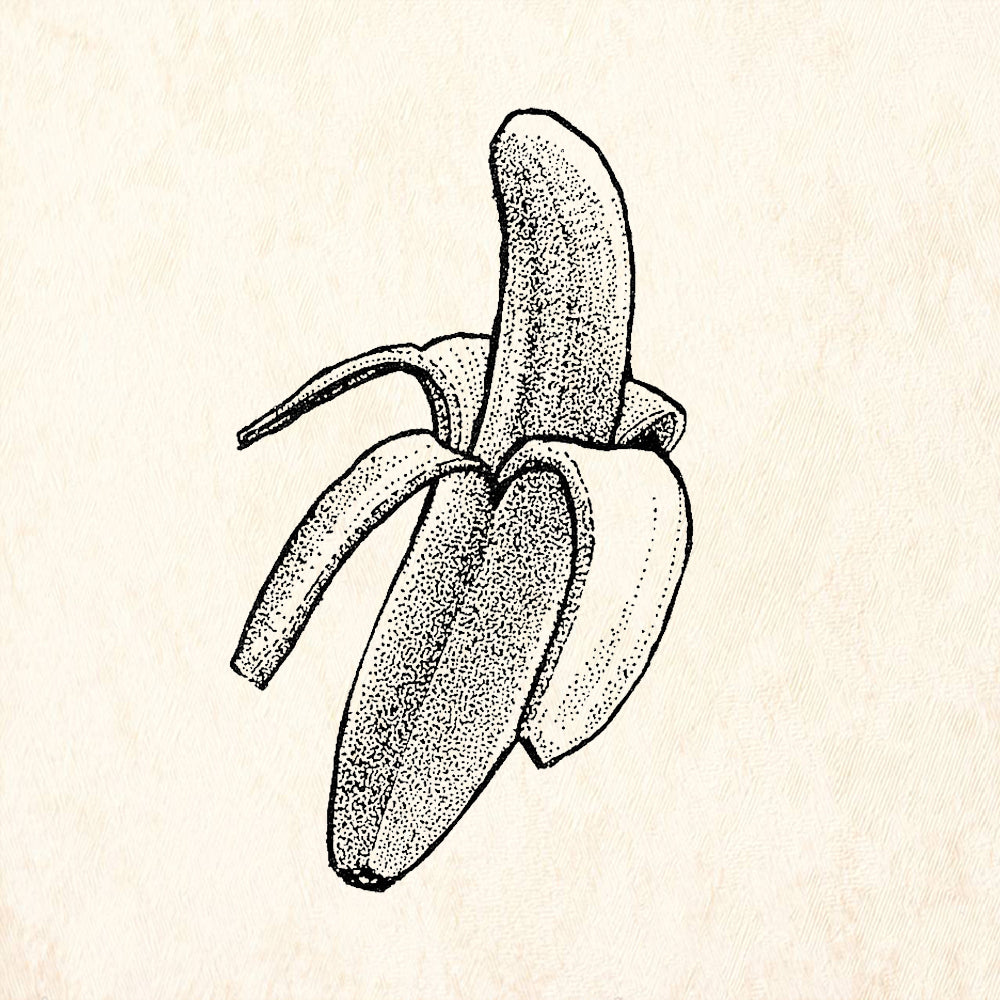 StampaFe Peeled Banana Fruit Kitchen Rubber Art Stamp