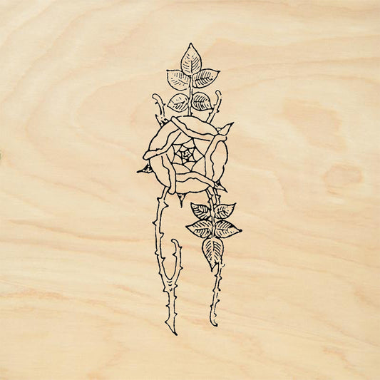 StampaFe Rose of Sharon Rose Thorny Stem Botanical Rubber Art Stamp