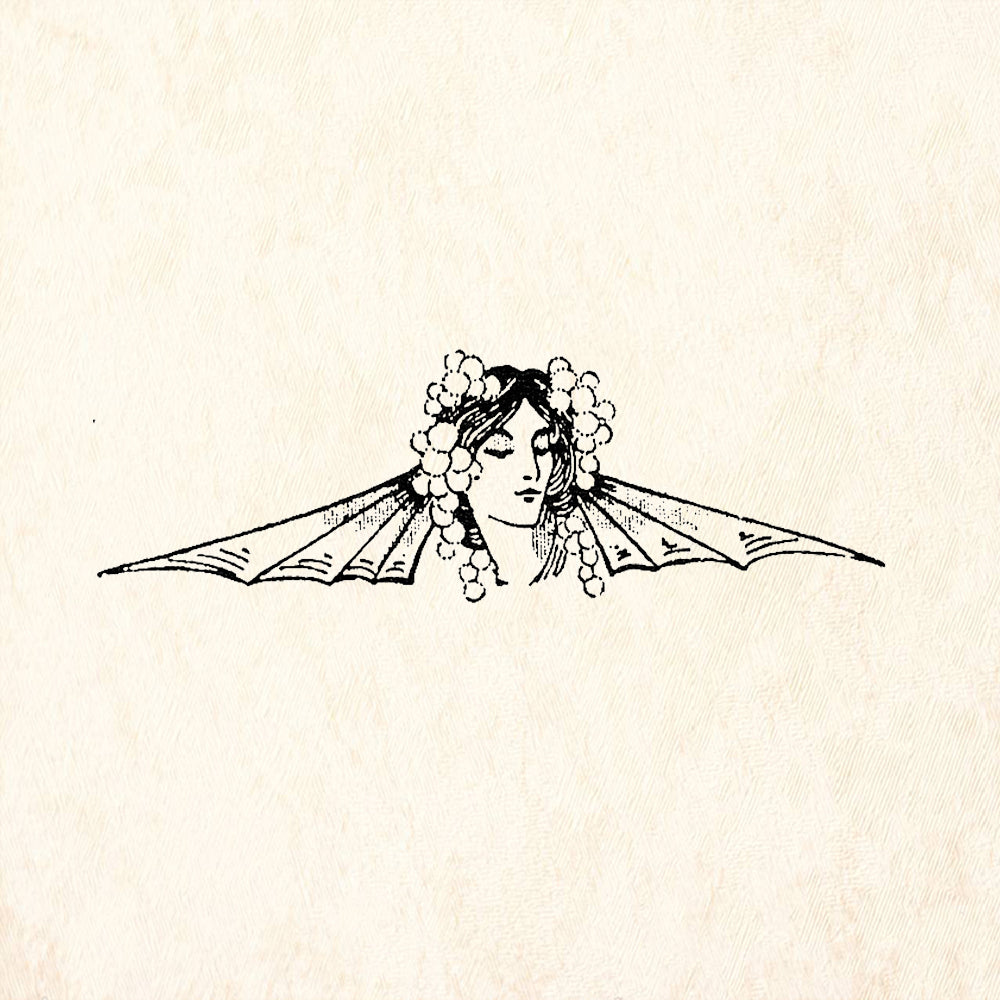 StampaFe Kathy Art Nouveau Woman Grapes Profile Rubber Art Stamp