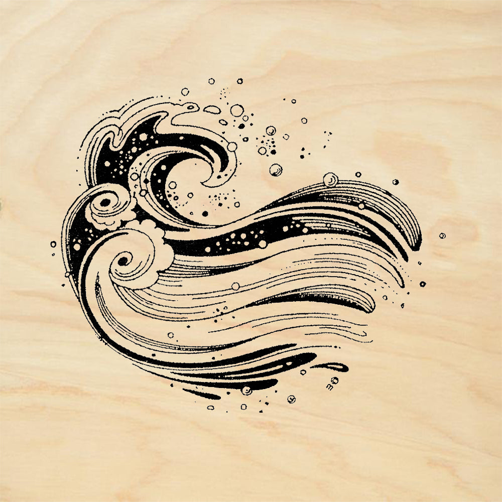 StampaFe Big Wave Dramatic Ocean Swirl Rubber Art Stamp