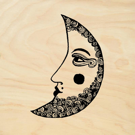 StampaFe Swirl Moon Crescent Moon Face Spiral Rubber Art Stamp