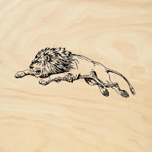 StampaFe Leaping Lion Left Powerful Lion Animal Rubber Art Stamp