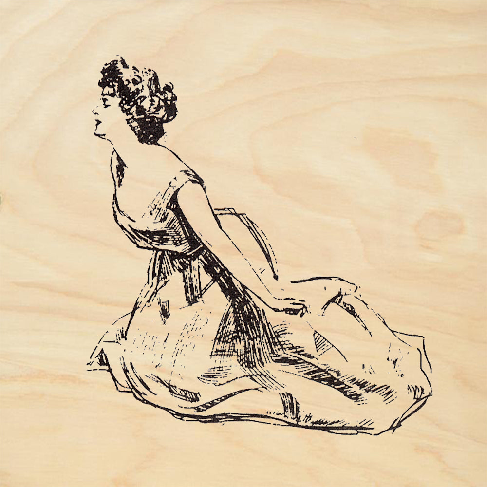 StampaFe Desdemona Seated Edwardian Woman Flowing Skirts Rubber Art Stamp