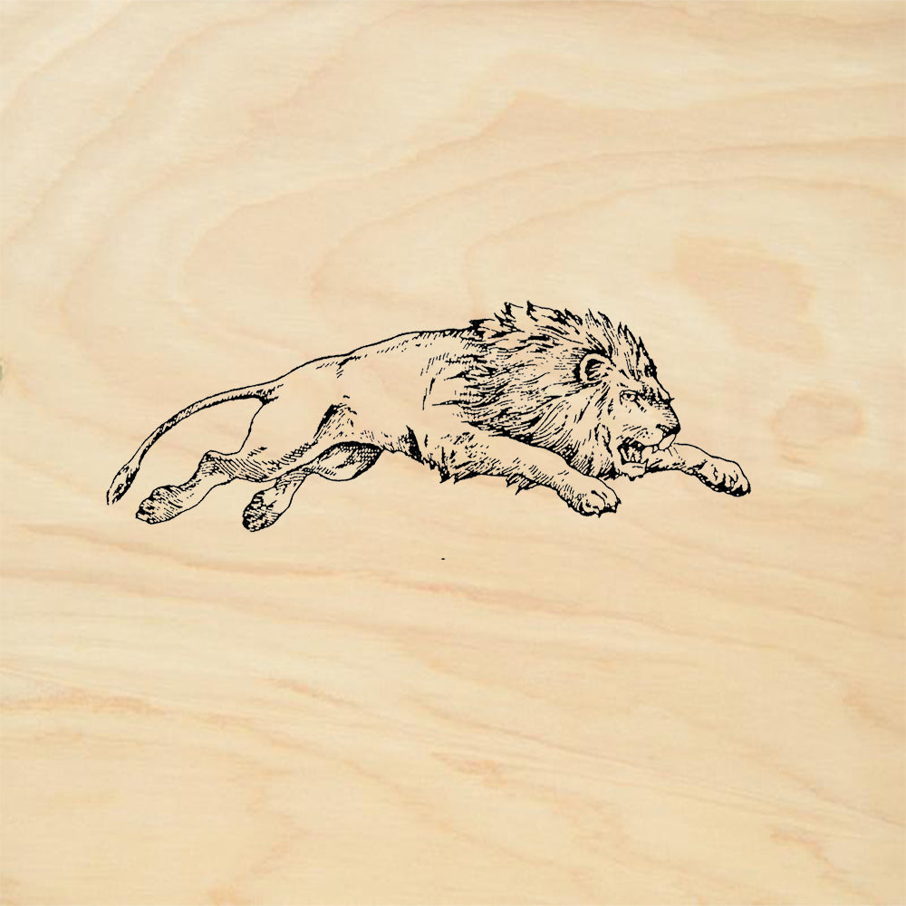 StampaFe Leaping Lion Right Powerful Lion Animal Rubber Art Stamp