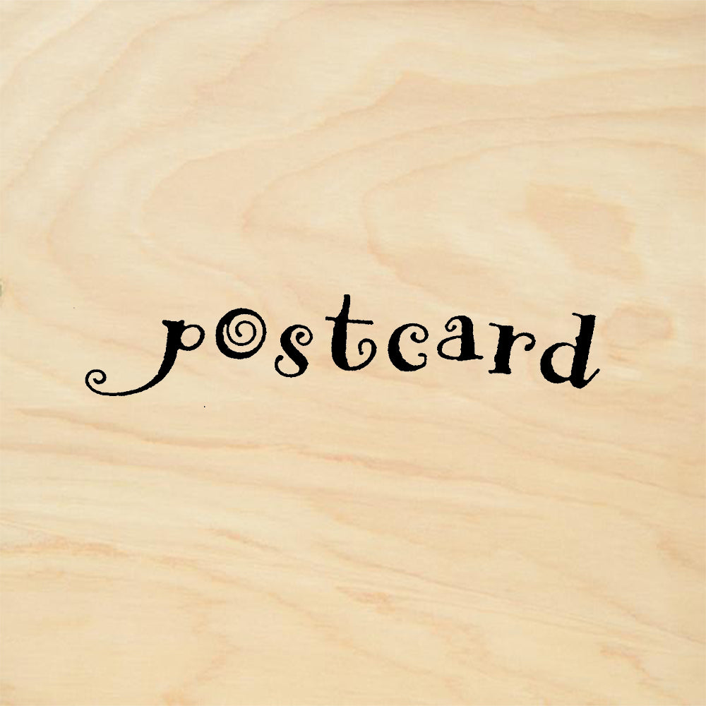 StampaFe Postcard Large Decorative Script Word Rubber Art Stamp