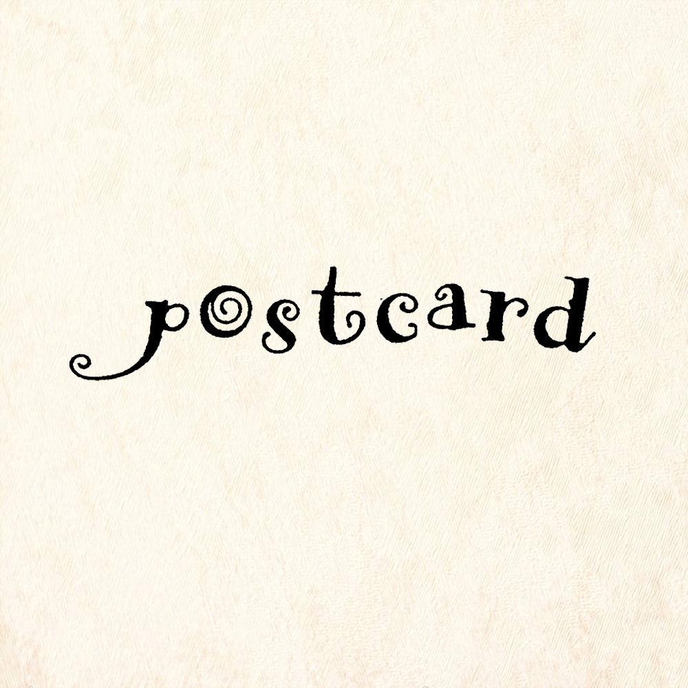 StampaFe Postcard medium Decorative Script Word Rubber Art Stamp