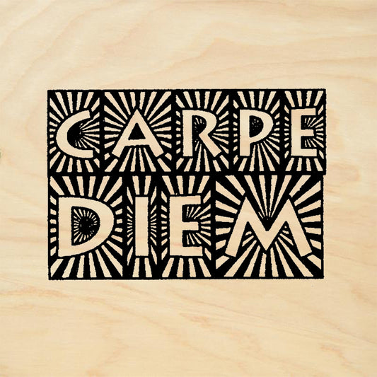 StampaFe Carpe Diem Radial Sunburst Latin Phrase Rubber Art Stamp