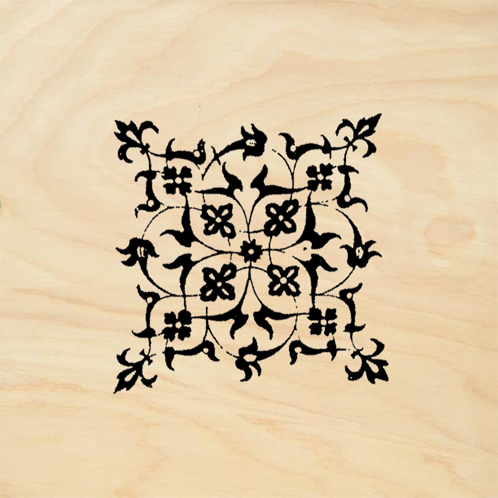 StampaFe Filigree Square Fleur-de-lis Tile Rubber Art Stamp