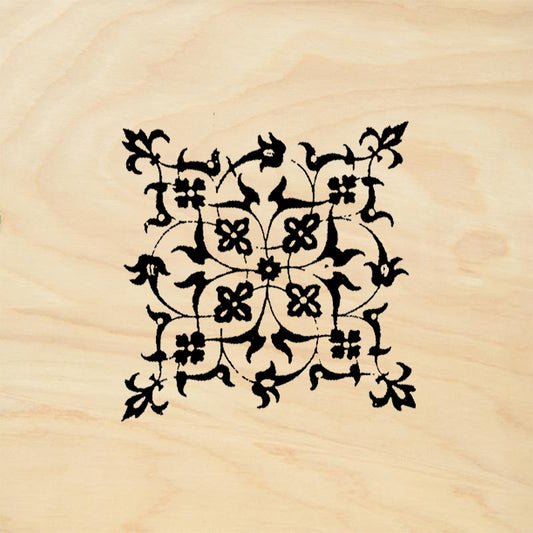 StampaFe Filigree Square Ornate Fleur-de-lis Cross Tile Rubber Art Stamp