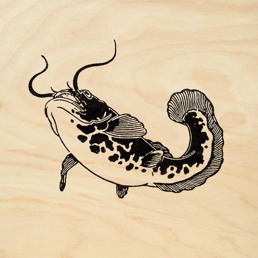 StampaFe Carp Large Left Detailed Carp Catfish Fish Rubber Art Stamp