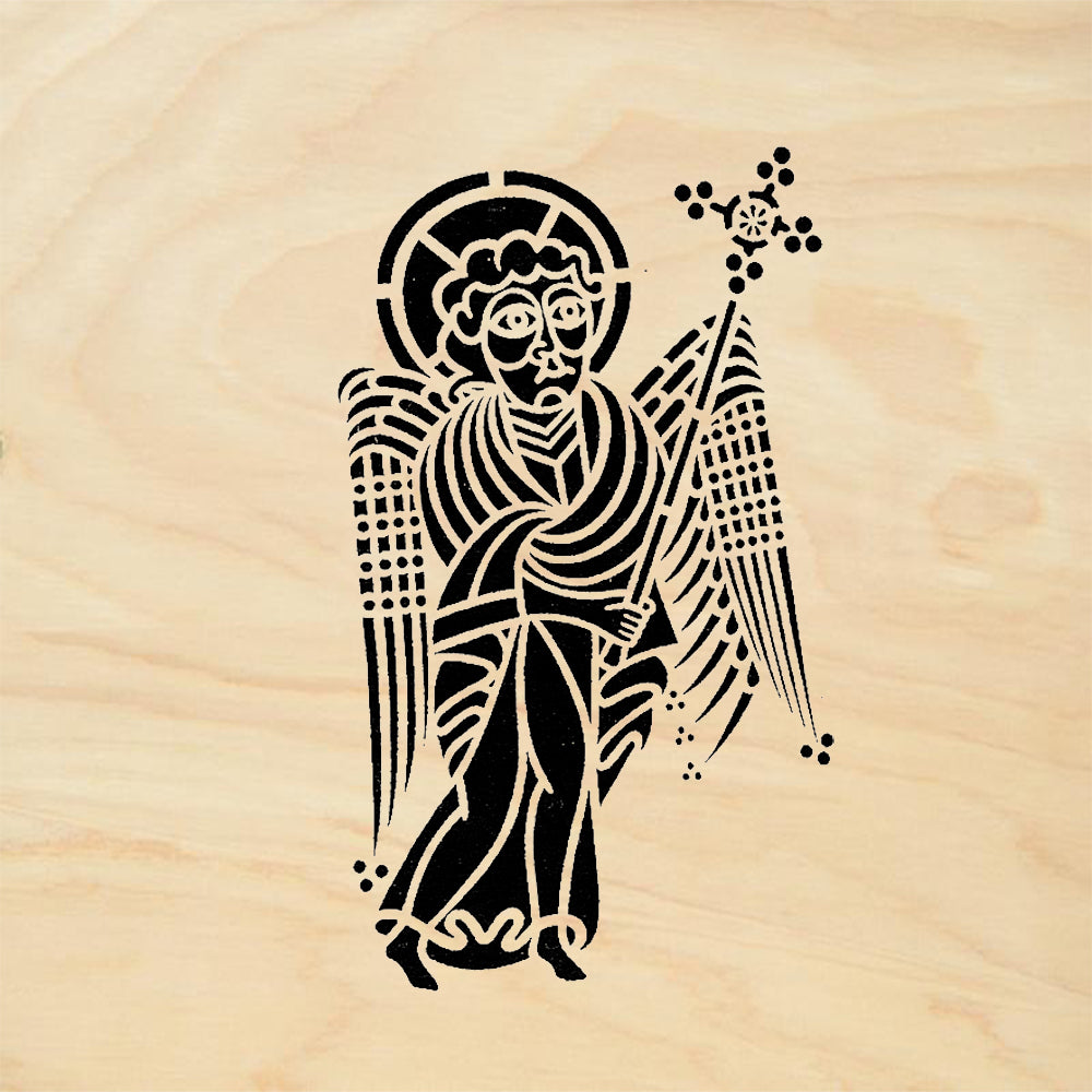 StampaFe Celtic Angel with Cross Winged Figure Rubber Art Stamp