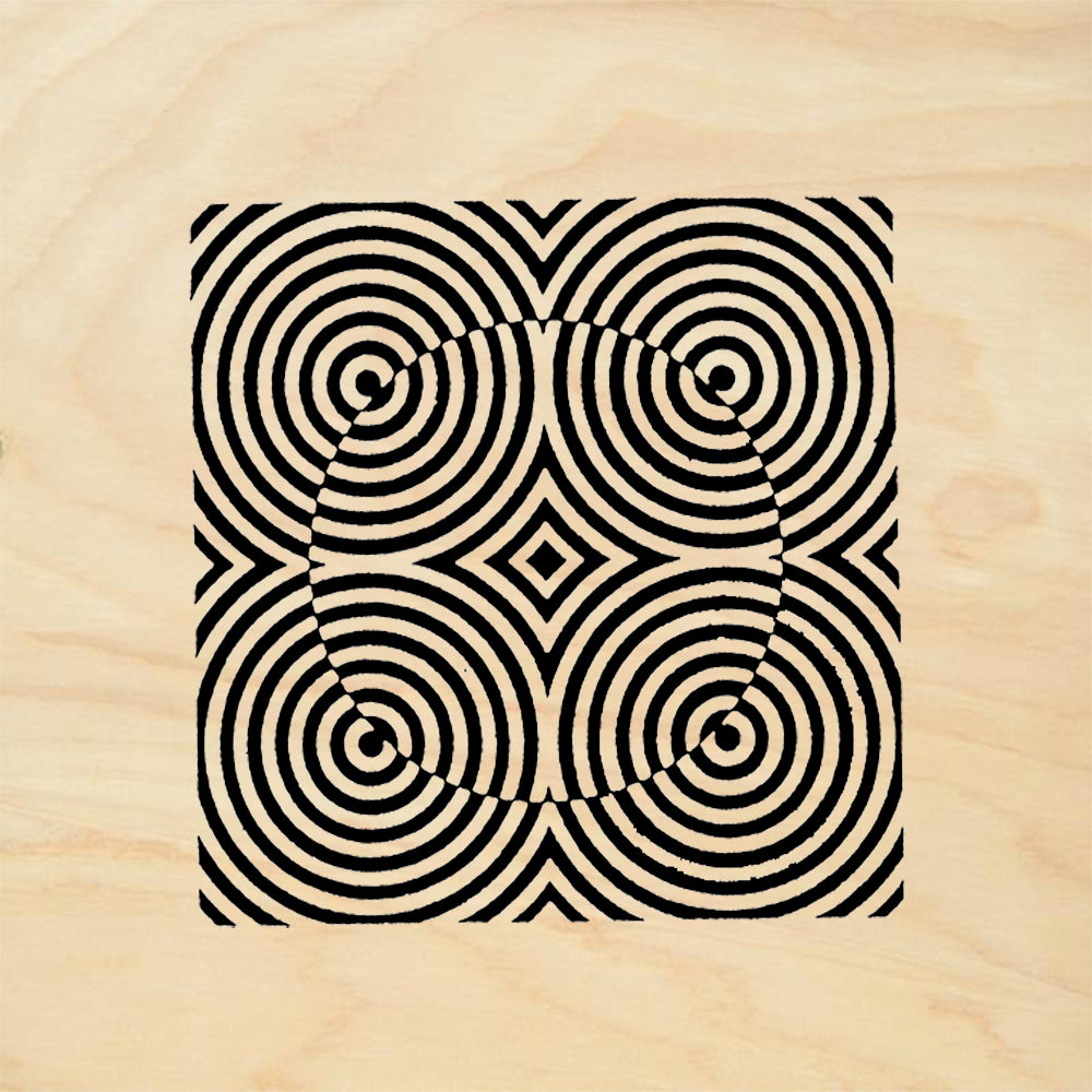 StampaFe Squared Circles Op Art Concentric Spiral Grid Rubber Art Stamp