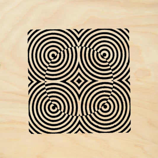 StampaFe Squared Circles Op Art Concentric Spiral Grid Rubber Art Stamp