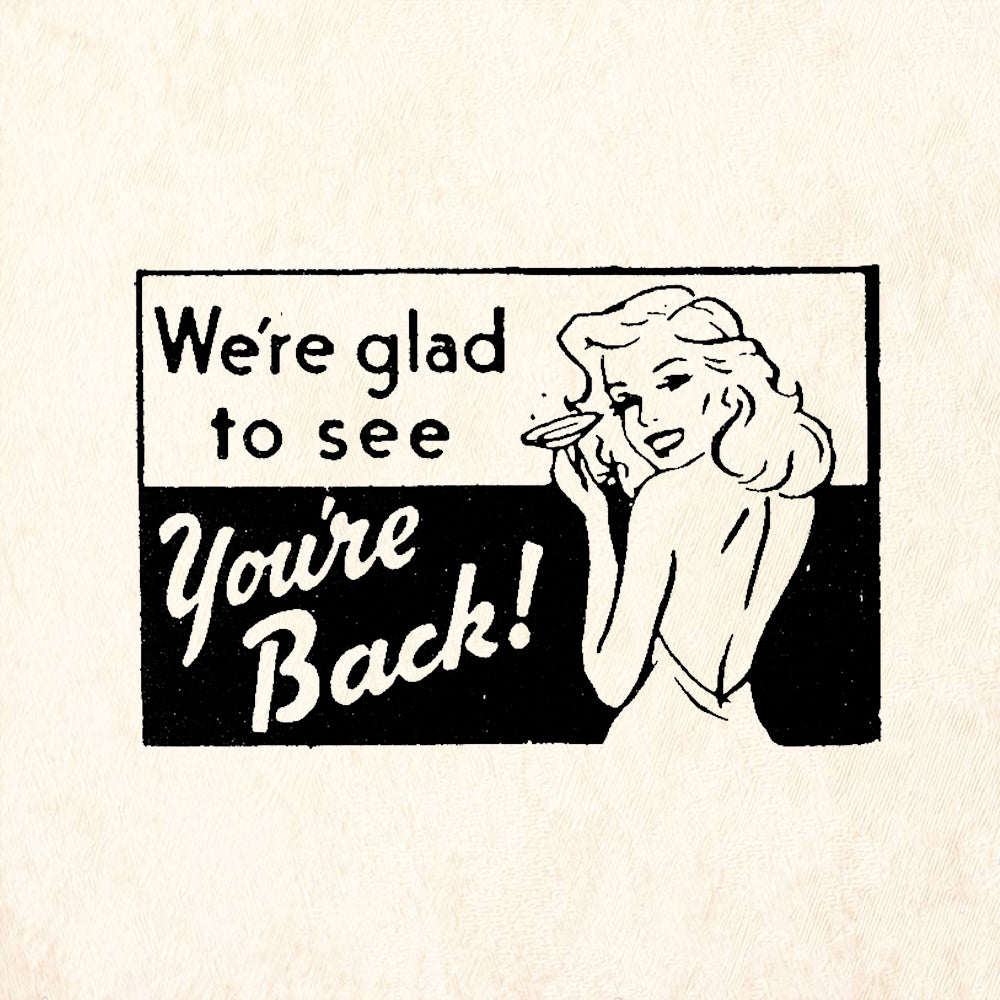 StampaFe We're Glad to See You're Back! Retro Pin-Up Rubber Art Stamp