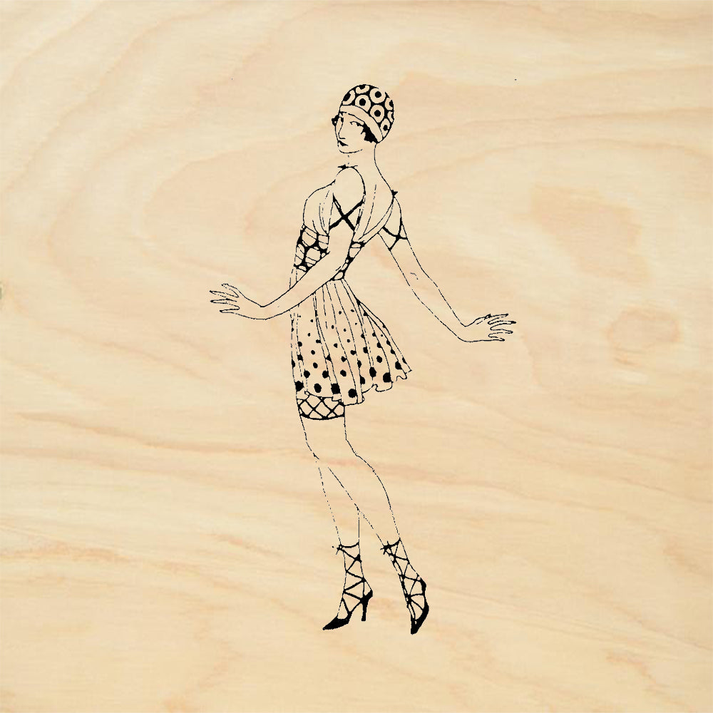 StampaFe Natasha 1920s Flapper Polka Dot Dress Rubber Art Stamp