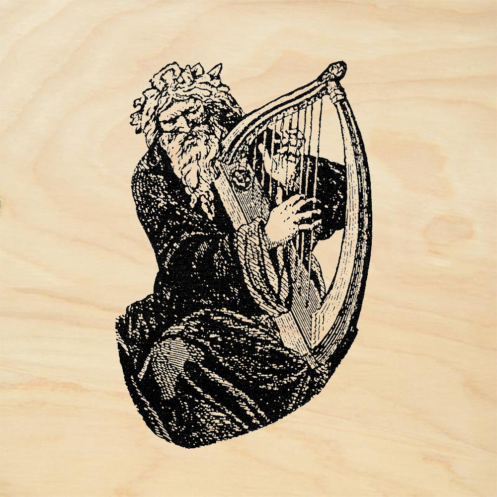 StampaFe Bard Elderly Bard Celtic Harp Player Rubber Art Stamp