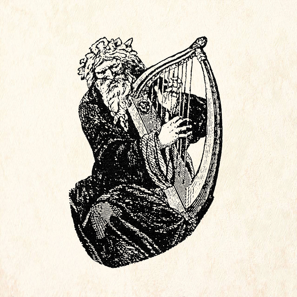 StampaFe Bard Elderly Harp Player Rubber Art Stamp