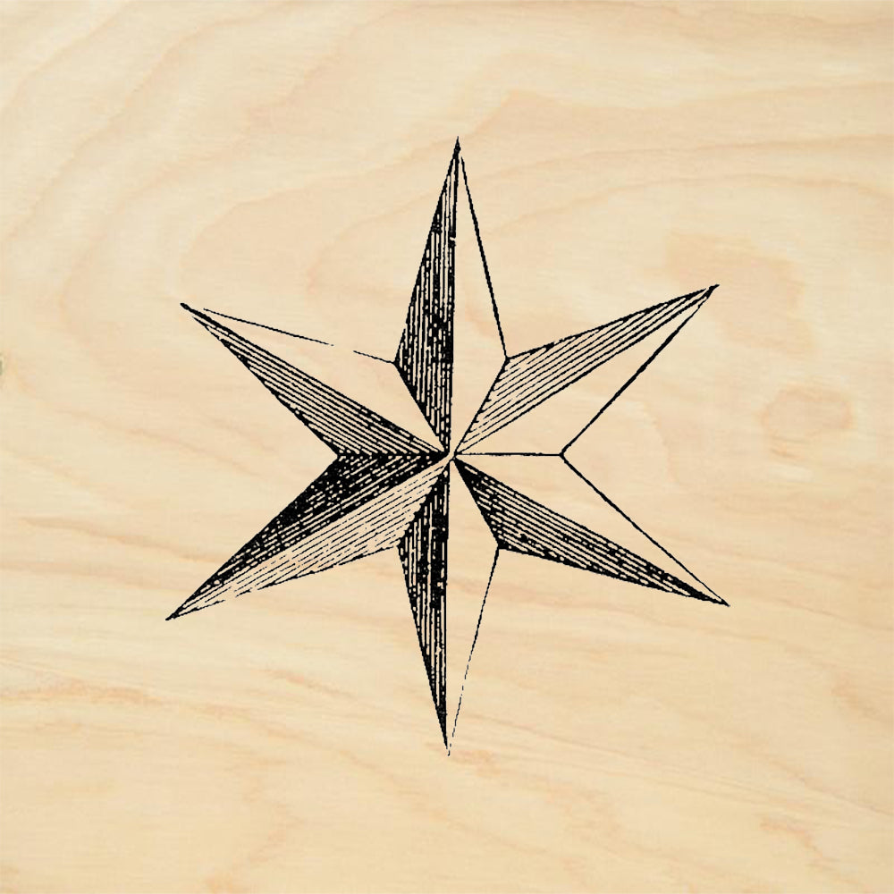 StampaFe 3-D Star Compass Star Nautical Star Rubber Art Stamp