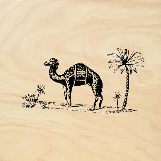 StampaFe Dromedary Camel Desert Scene Palm Tree Rubber Art Stamp