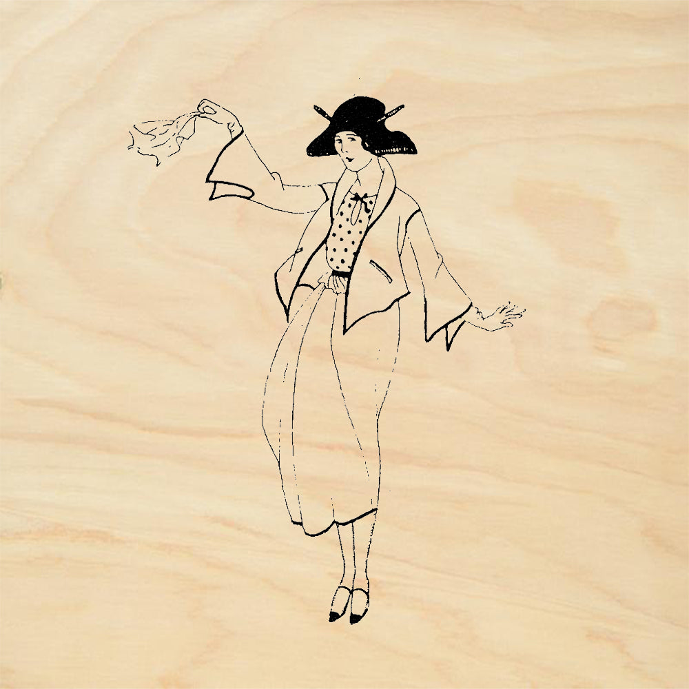 StampaFe Yoo Hoo 1920s Fashion Lady Wide Brim Hat Rubber Art Stamp