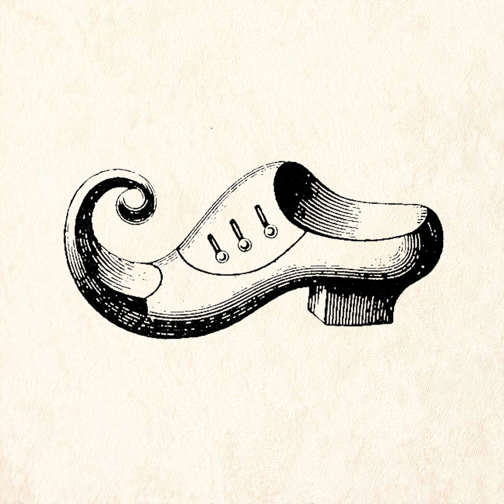 StampaFe Curled Toe Shoe Vintage Jester Elf Rubber Art Stamp