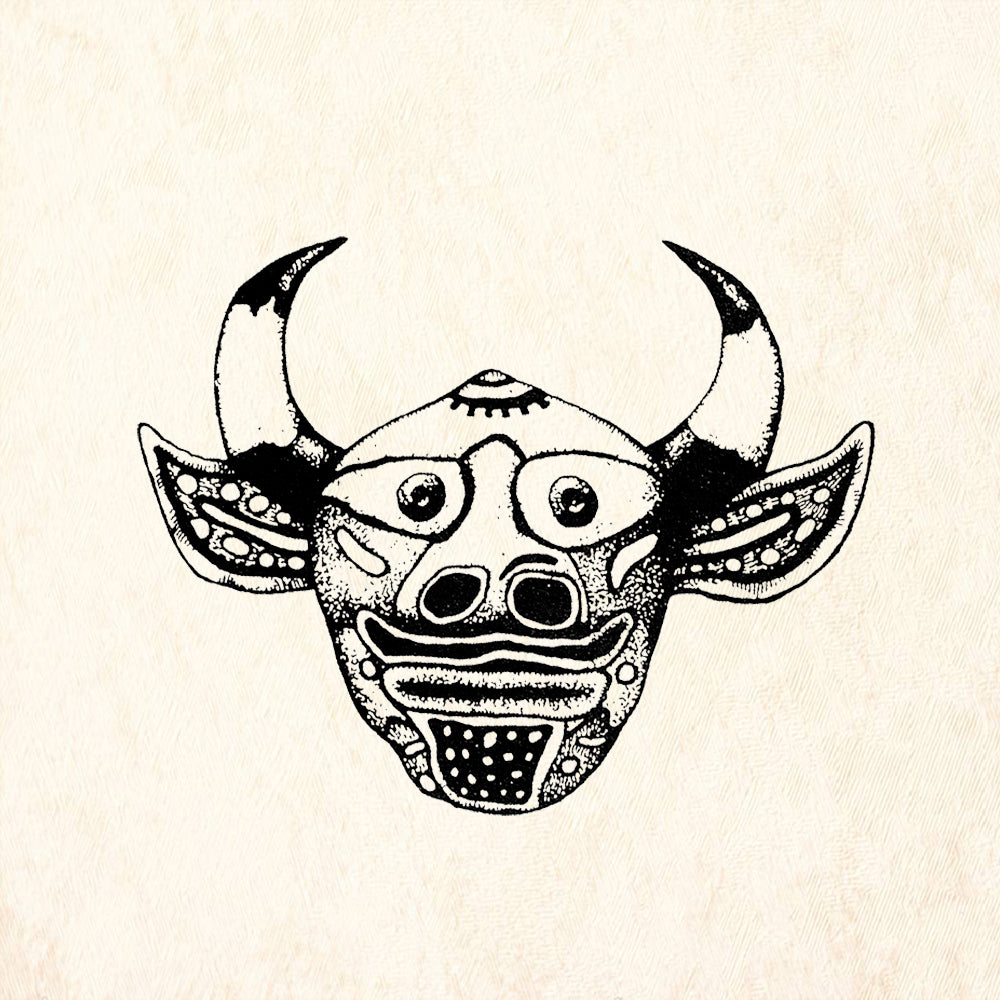 StampaFe Cow Mask Horned Bull Face Rubber Art Stamp