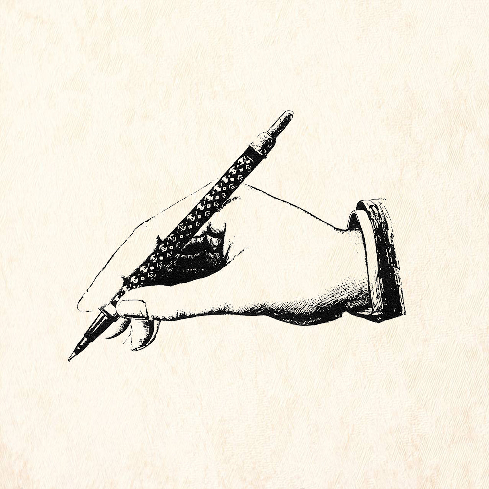 StampaFe Hand with Pen Vintage Writing Quill Rubber Art Stamp